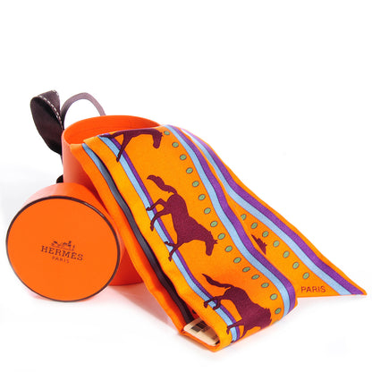 Louis Vuitton HERMES Silk Sequences Twilly Orange Violet Ciel 6 of 6