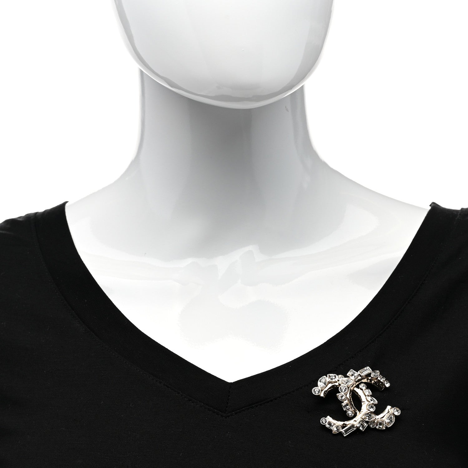 Chanel Crystal Baguette CC Brooch Gold 2 of 5