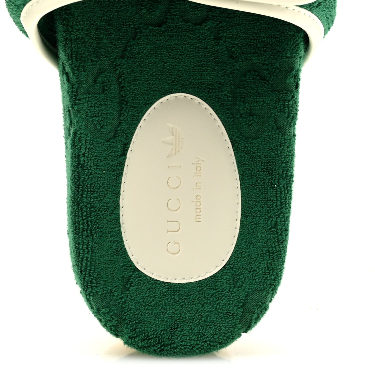Gucci X ADIDAS Terry Cloth Trefoil GG Monogram Womens Platform Sandals 36 Green Off White 7 of 9