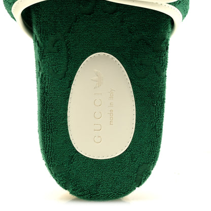 Gucci X ADIDAS Terry Cloth Trefoil GG Monogram Womens Platform Sandals 36 Green Off White 7 of 9