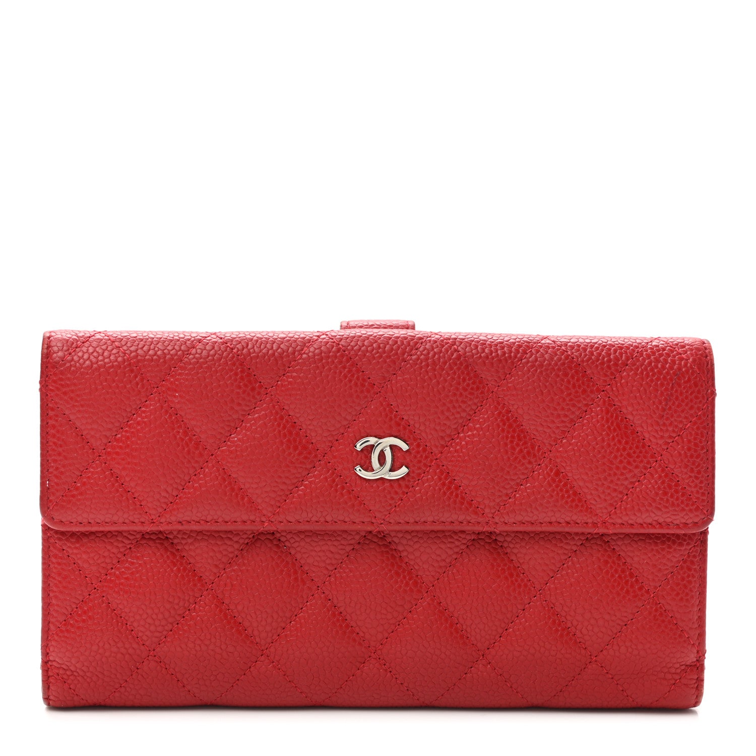 Chanel Caviar Quilted CC Long Double Wallet Red 1 of 11