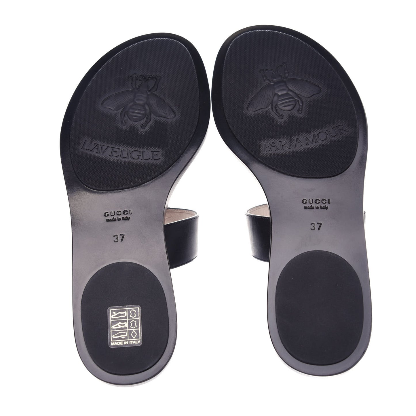 Calfskin GG Marmont Thong Sandals 37 Black