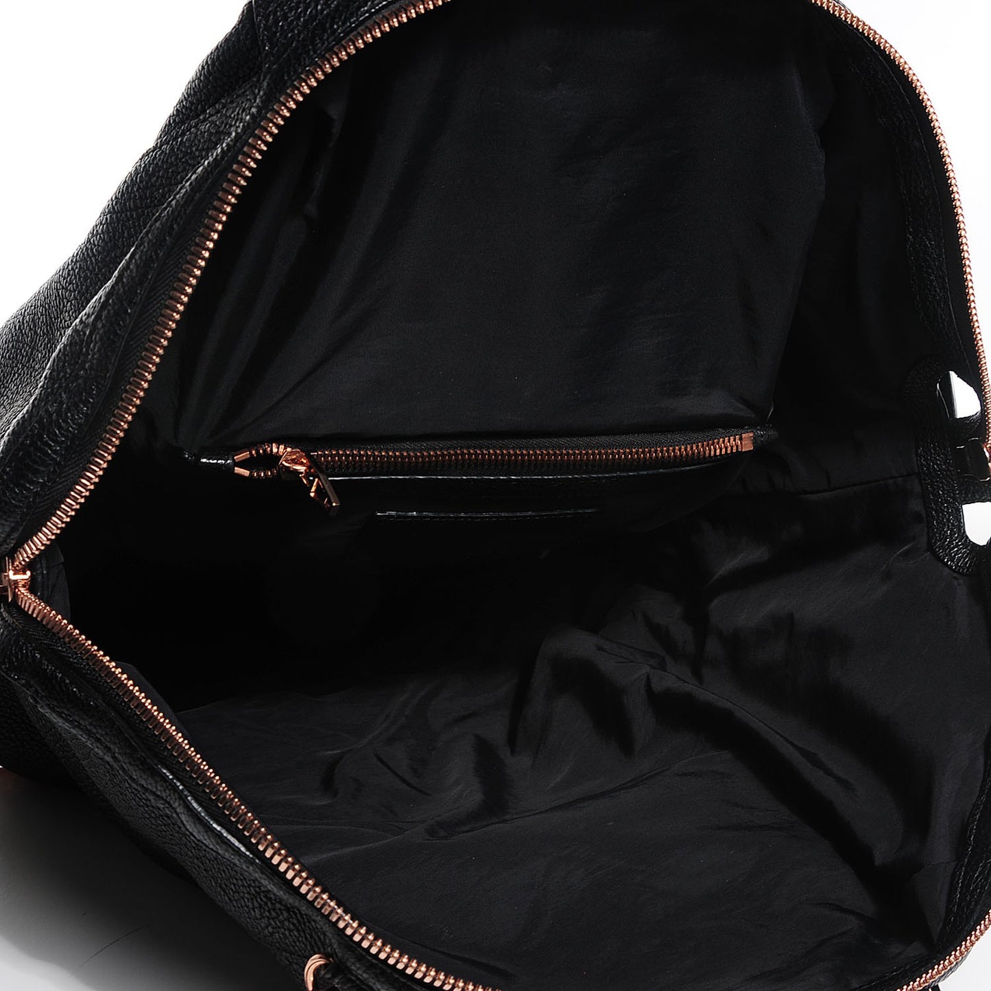 Pebbled Calfskin Large Emile Black Rose Gold Hardware