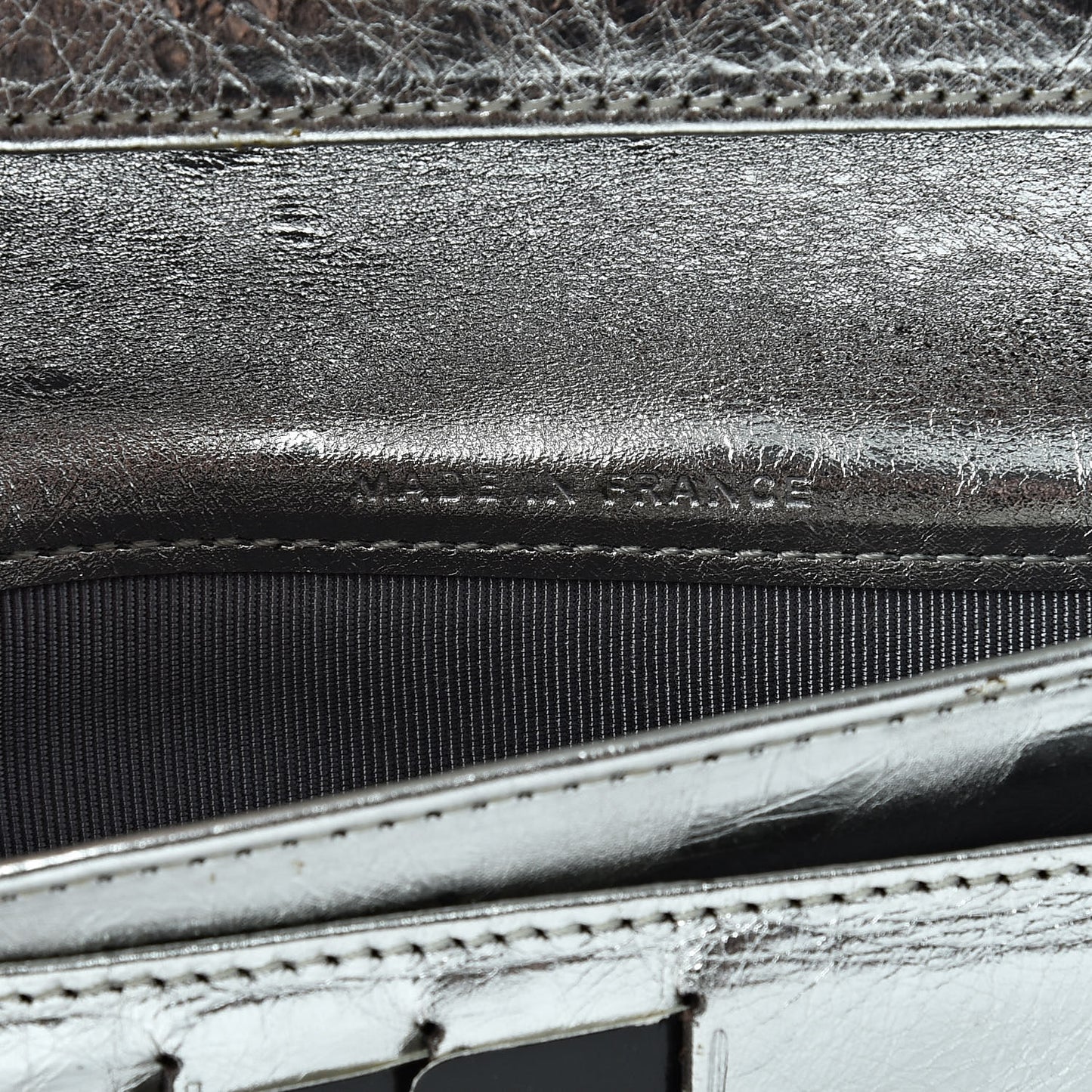 Metallic Aged Calfskin Quilted Reissue Long Flap Wallet Light Silver