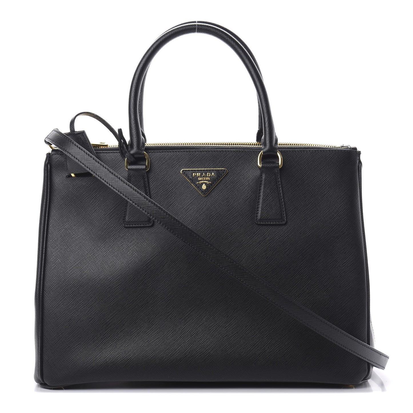 Saffiano Medium Galleria Double Zip Tote Black