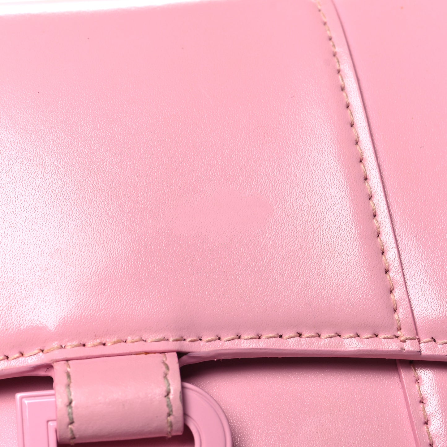 Shiny Box Calfskin Tonal B Hourglass Top Handle Bag XS Candy Pink