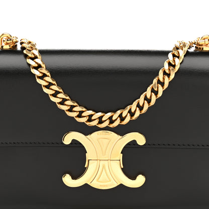 Celine Shiny Calfskin Triomphe Chain Shoulder Bag Black 10 of 13