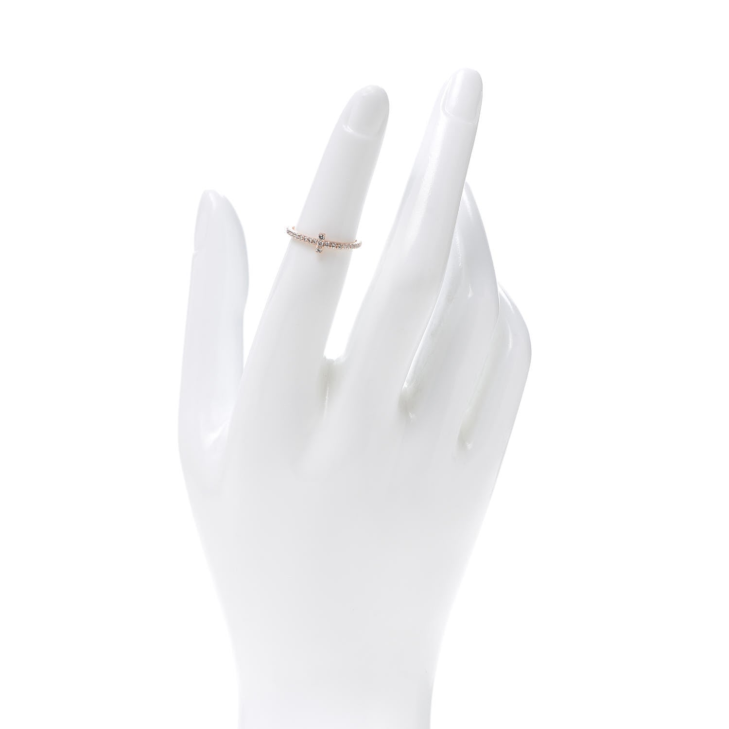Tiffany 18K Rose Gold Diamond T Wire Pave Ring 45 3.25 2 of 5
