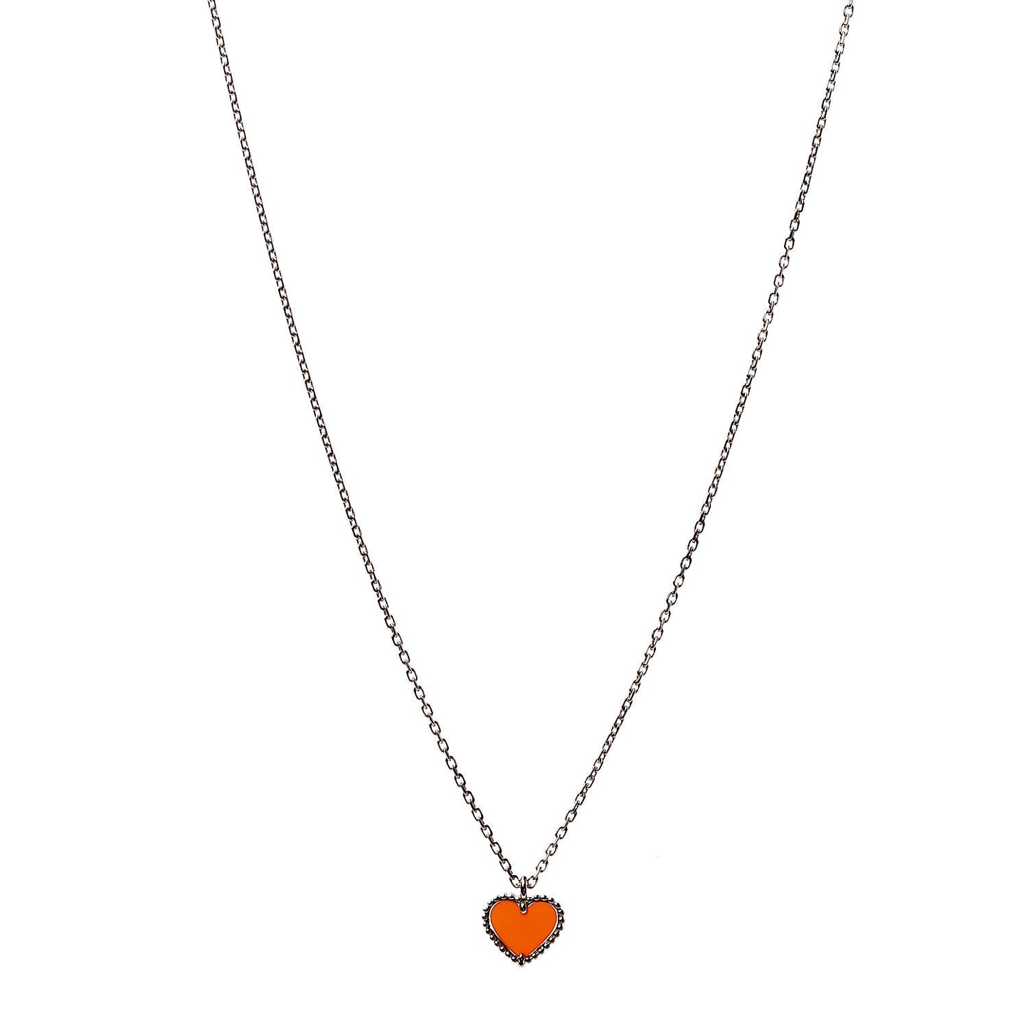 18K Rose Gold Carnelian Sweet Alhambra Heart Pendant Necklace