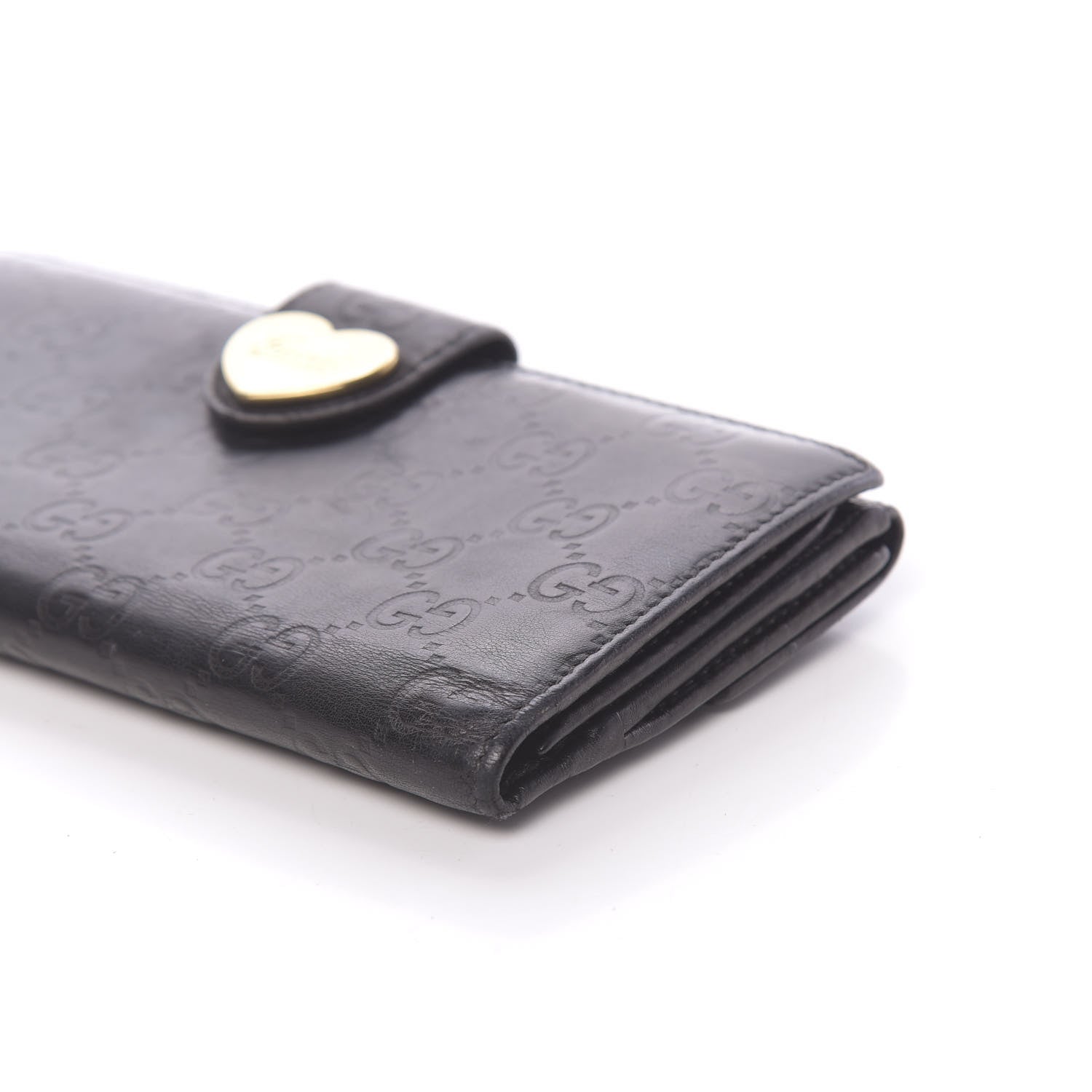 Gucci Guccissima Heart Continental Wallet Black 642495 – FASHIONPHILE