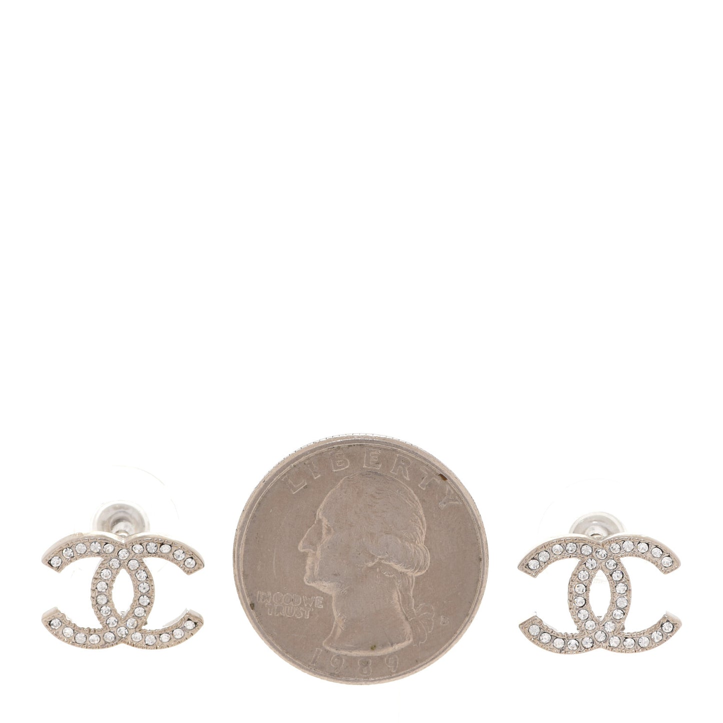 Crystal CC Earrings Silver