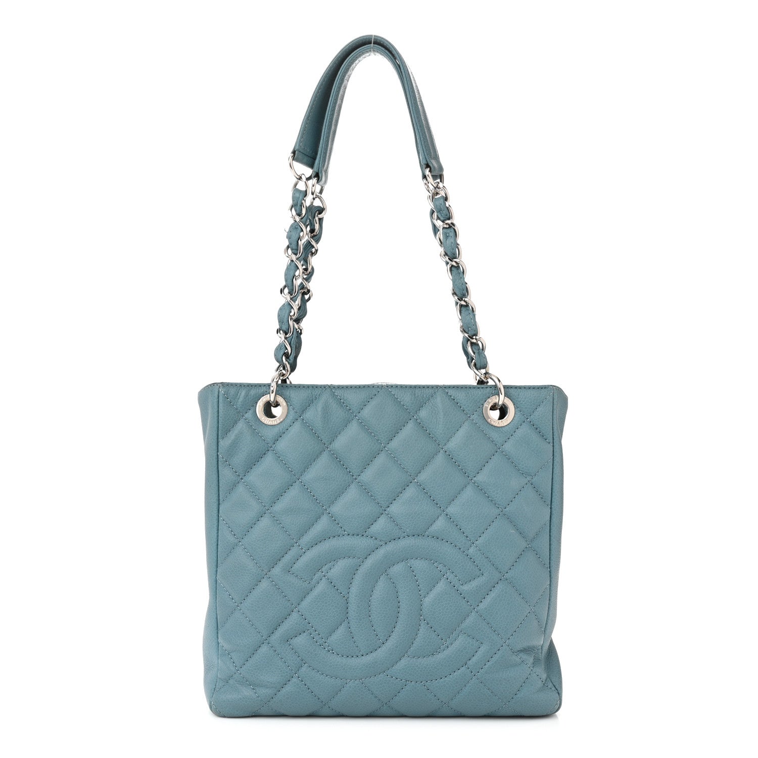 Chanel Caviar Quilted Petit Shopping Tote PST Blue 1 of 17