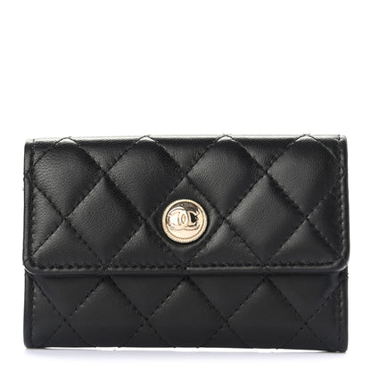 Chanel Lambskin Quilted CC Button Flap Card Holder Black 1 of 6