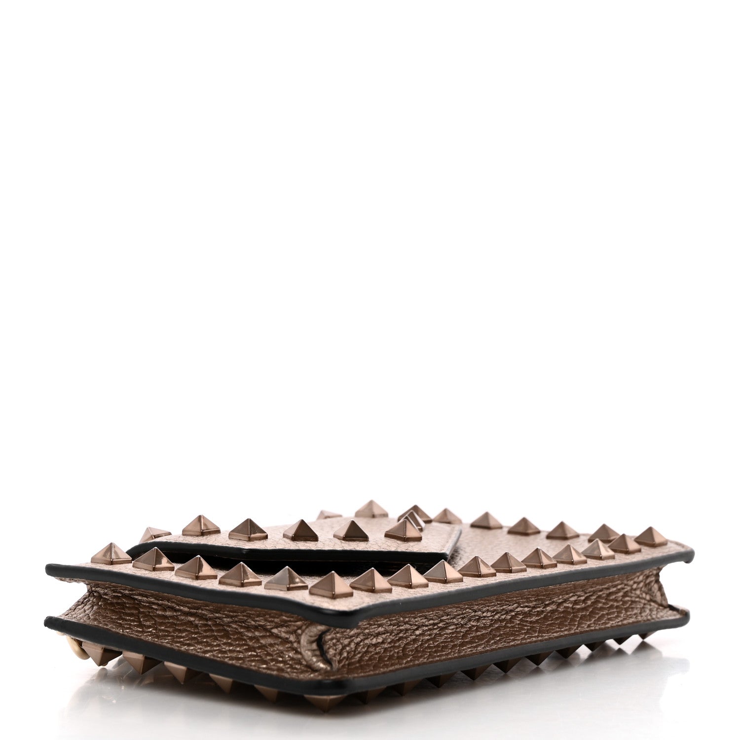 Valentino Garavani Metallic Pebbled Calfskin Rockstud Phone Case With Chain Sasso 4 of 12