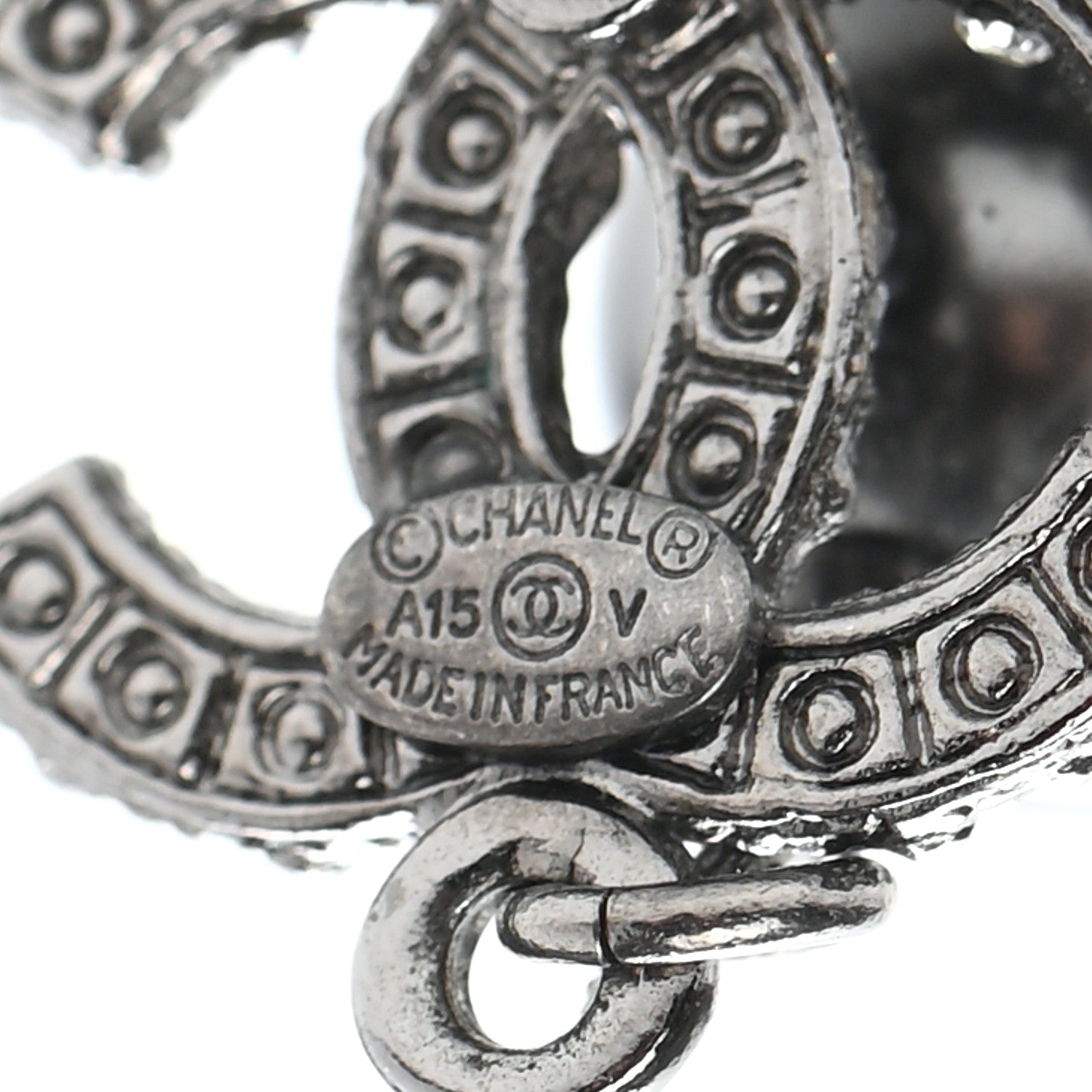 Chanel Ruthenium Pearl CC Drop Earrings Grey 4 of 5