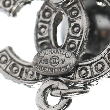 Chanel Ruthenium Pearl CC Drop Earrings Grey 4 of 5