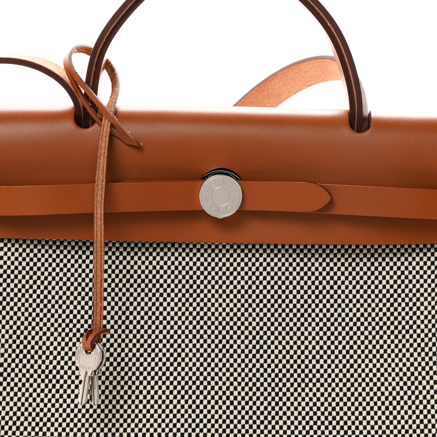 Hermes Vache Hunter Criss Viking Herbag Zip Retourne 31 PM Ecru Black Fauve 9 of 12