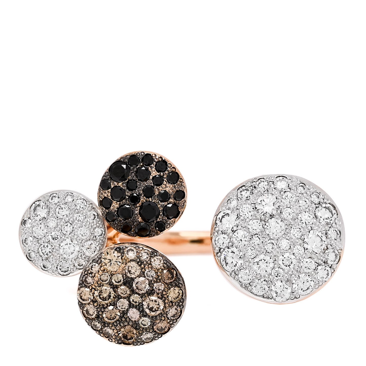 18K Rose Gold Diamond Sabbia Disc Cuff Pave Ring 53 6.5