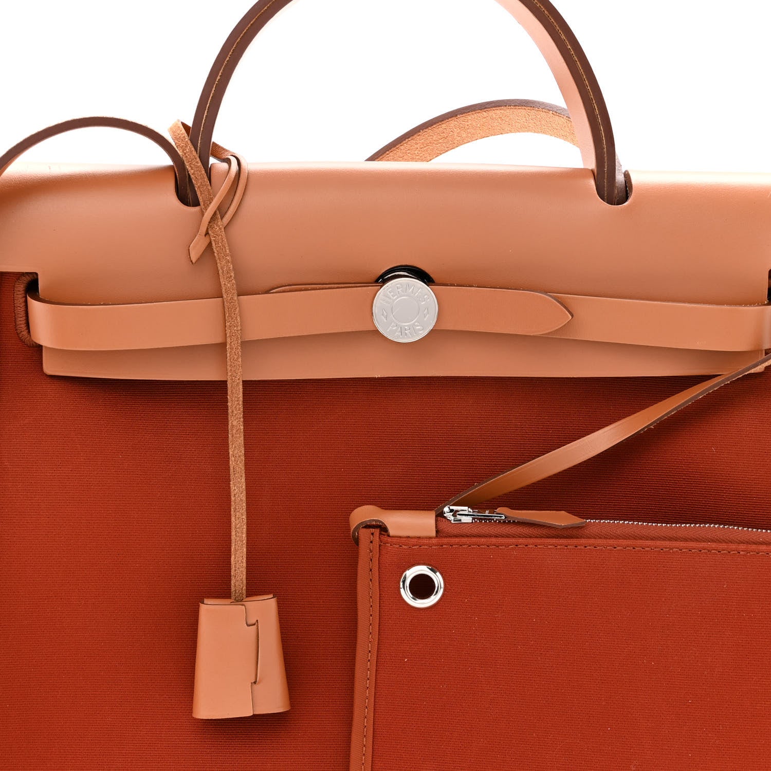Hermes Military Toile Vache Hunter Herbag Zip 31 PM Cuivre Natural 7 of 9