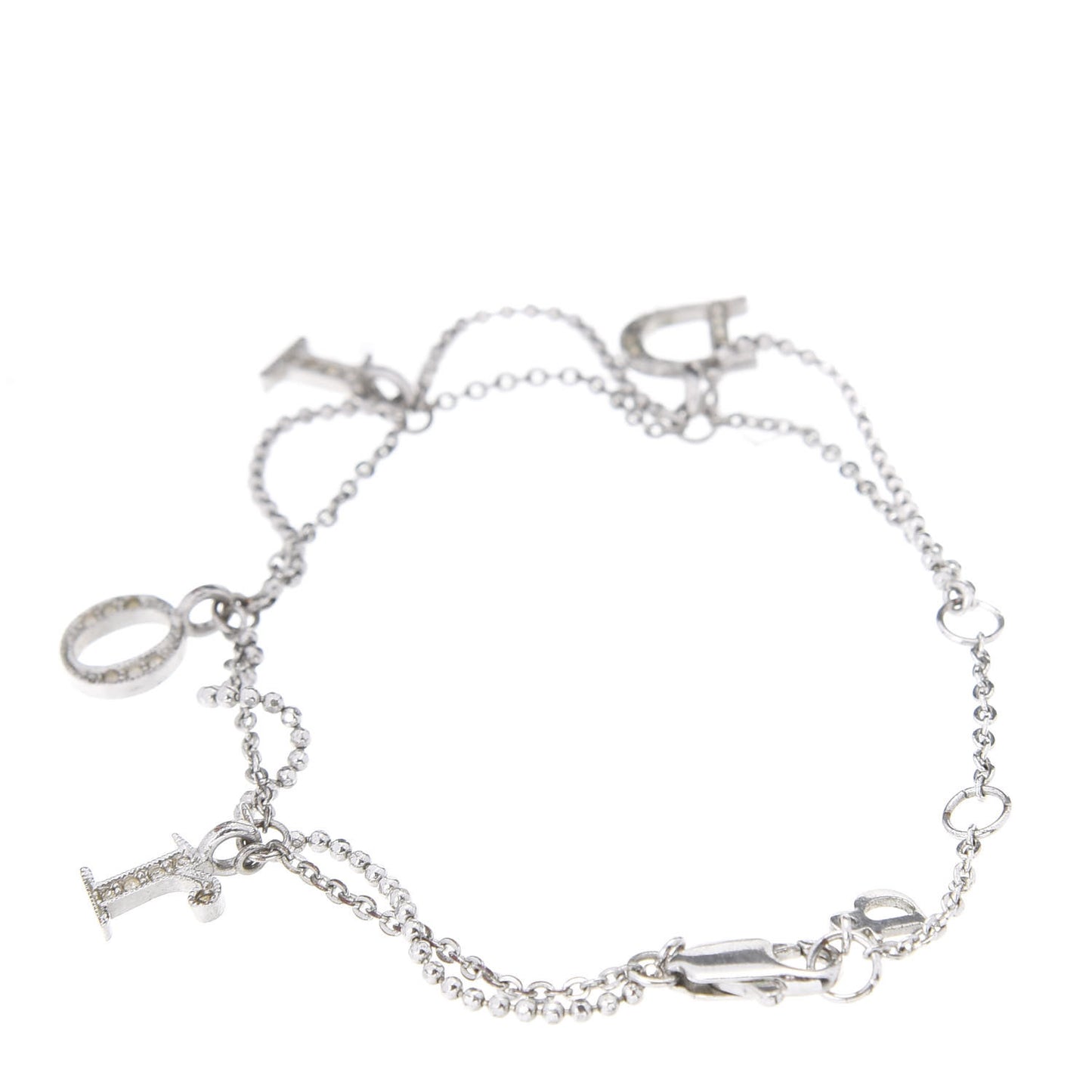 Crystal Logo Charm Bracelet Silver