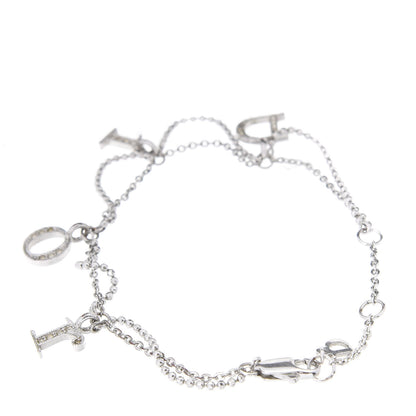 Christian Dior Crystal Logo Charm Bracelet Silver 3 of 5