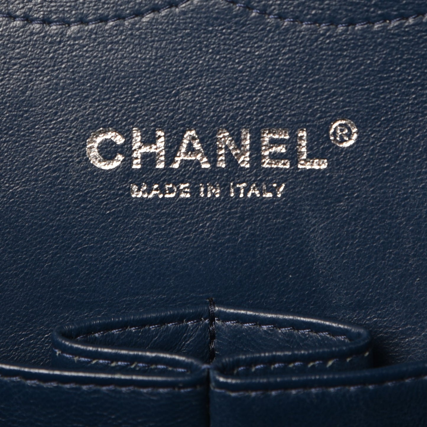 Caviar Quilted Jumbo Double Flap Navy Blue