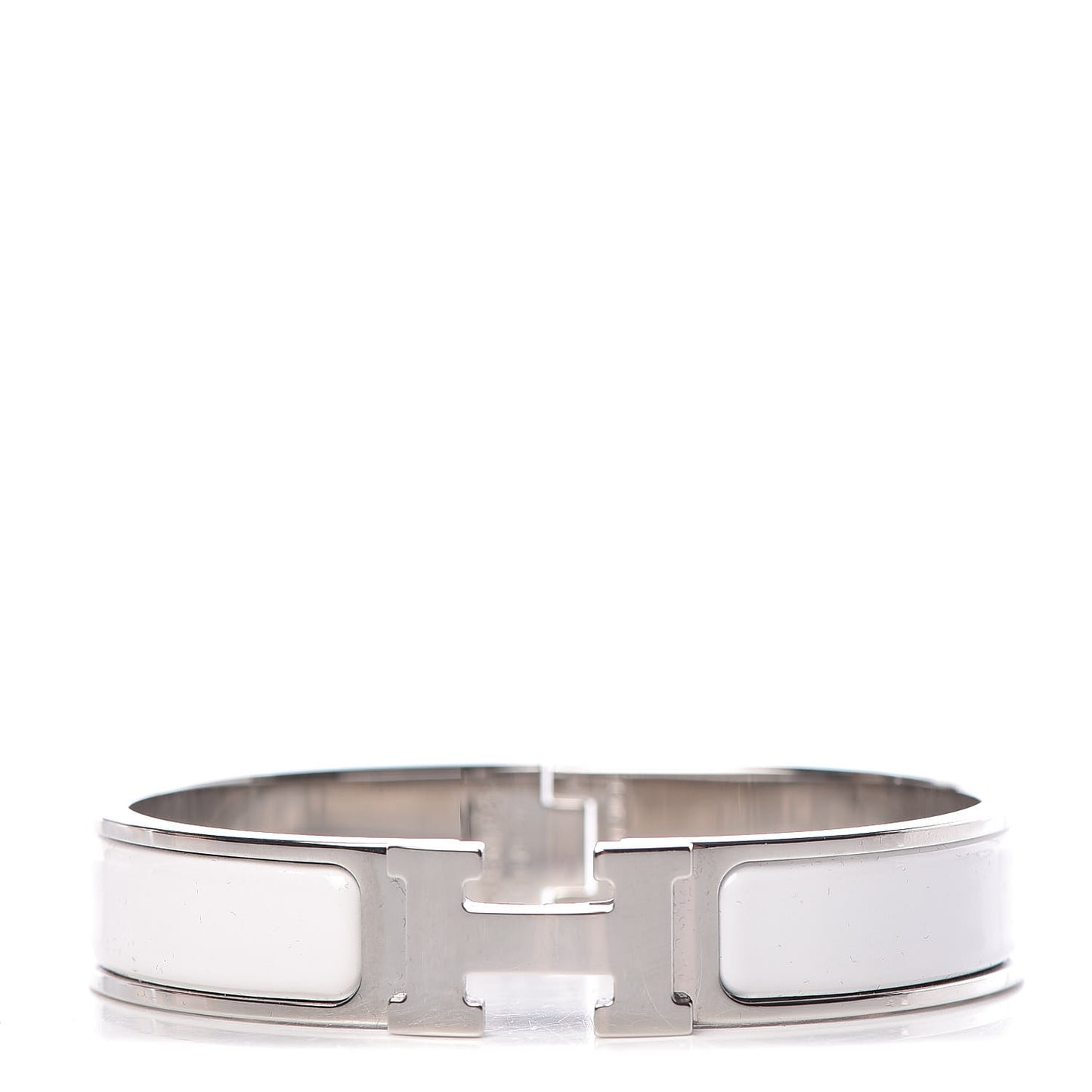 Enamel Narrow Clic Clac H Bracelet PM White