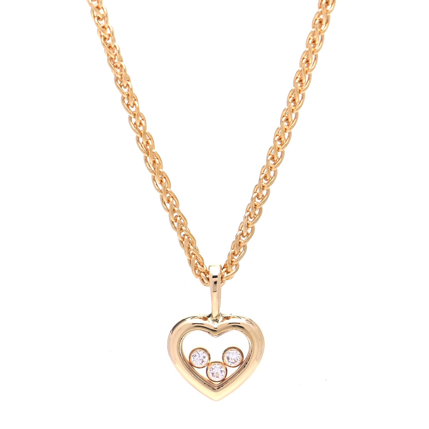 18K Yellow Gold Diamond Happy Diamonds Icons Heart Pendant Necklace