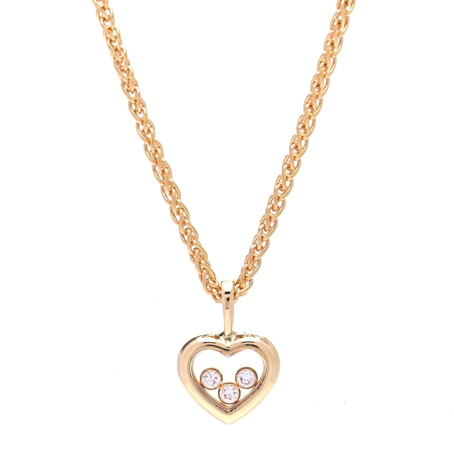 Chopard 18K Yellow Gold Diamond Happy Diamonds Icons Heart Pendant Necklace 1 of 6