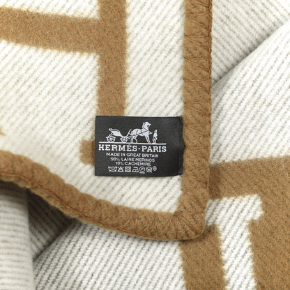 Hermes Wool Cashmere Avalon Blanket Ecru Camel 3 of 3