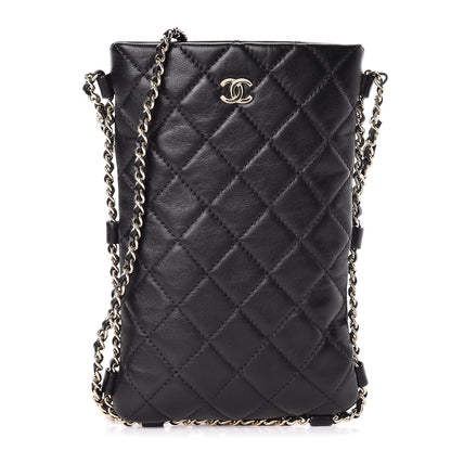 Chanel Lambskin Quilted Chain Around Phone Holder Black 1 of 11