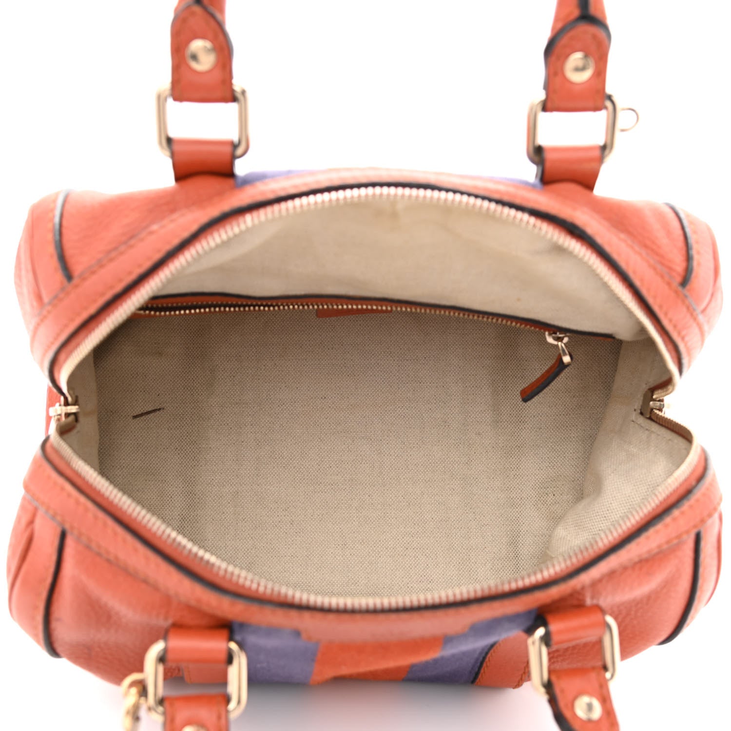 Gucci Calfskin Vintage Web Small Boston Orange Blue 4 of 14