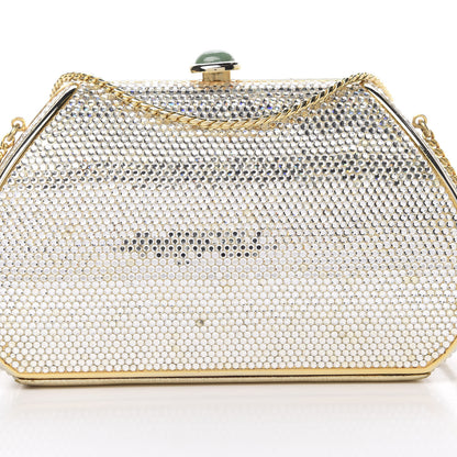 Judith Leiber Swarovski Crystal Minaudiere Clutch Gold Silver 9 of 19