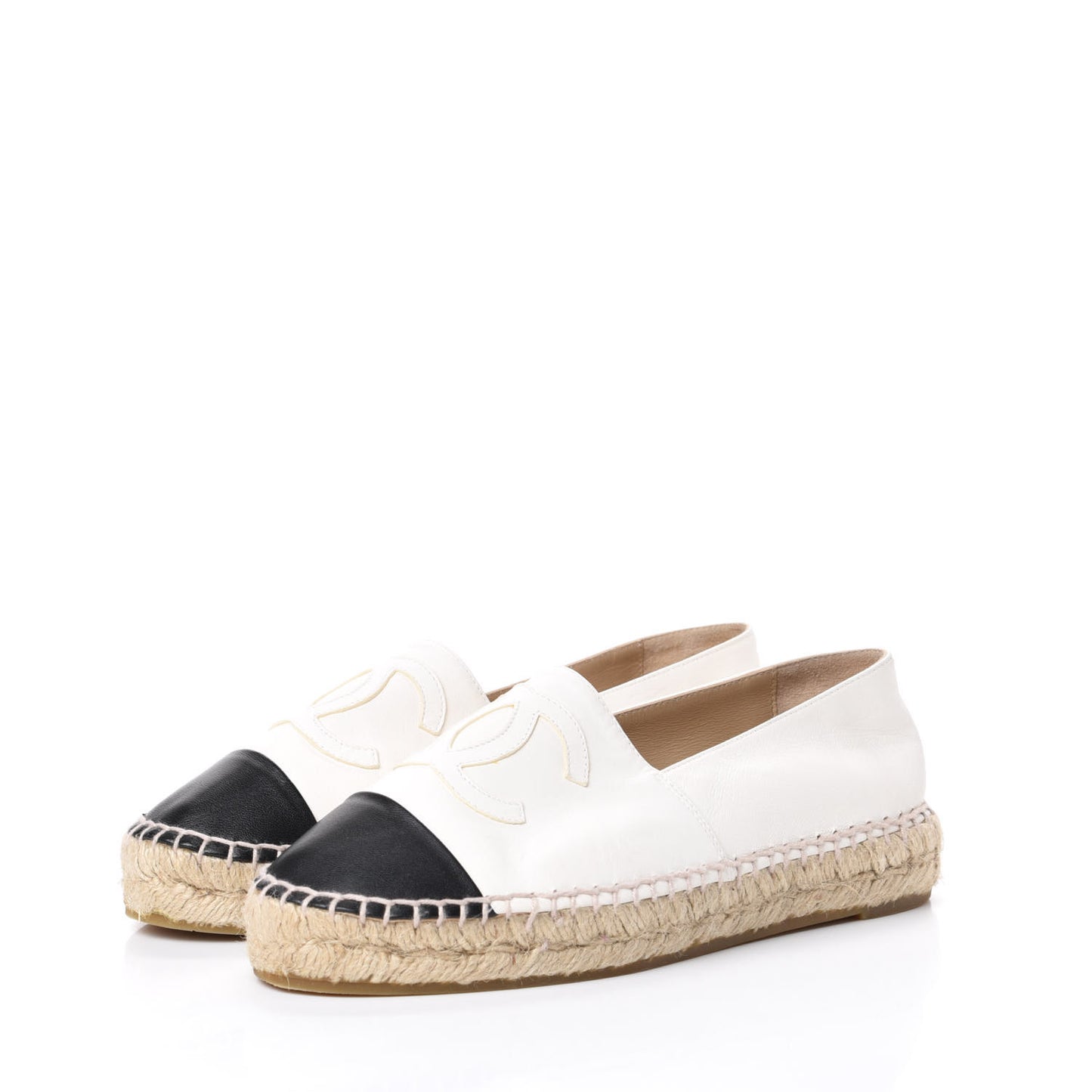 Lambskin CC Espadrilles 36 White Black