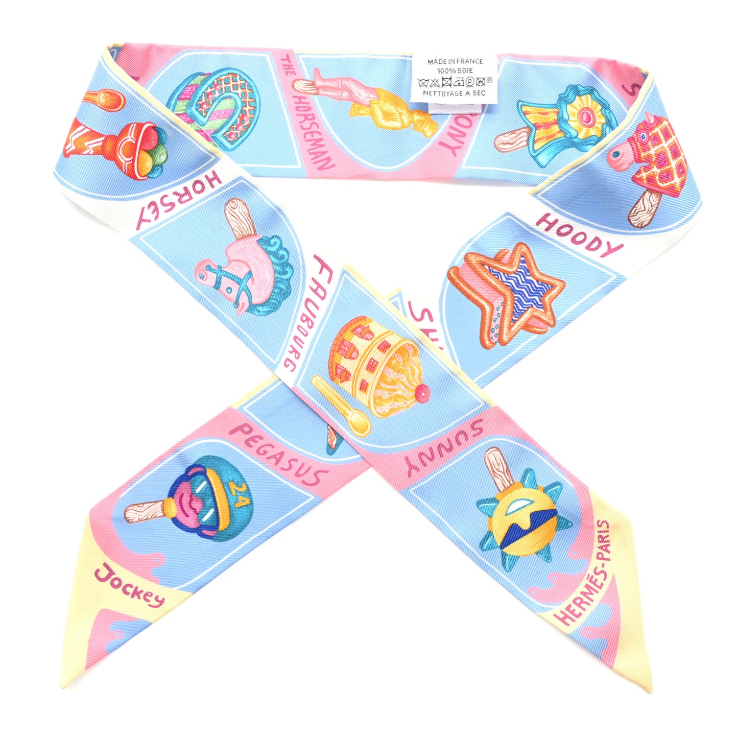 Silk Funny Ice Cream Twilly Bleu Ciel Rose Bonbon