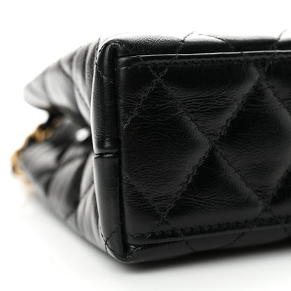 Chanel Shiny Aged Calfskin Quilted Nano Kelly Shopper Black 10 of 10