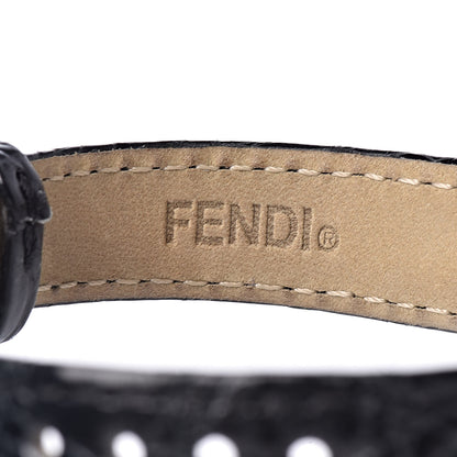 Fendi Stainless Steel Calfskin Diamond Topaz 33mm Crazy Carats Rotating Gem Quartz Watch Black 7 of 11
