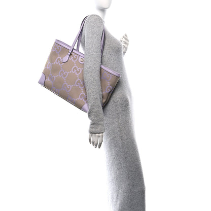 Gucci Monogram Jumbo GG Textured Dollar Calfskin Medium Ophidia Shopping Tote Beige Lapis 2 of 10