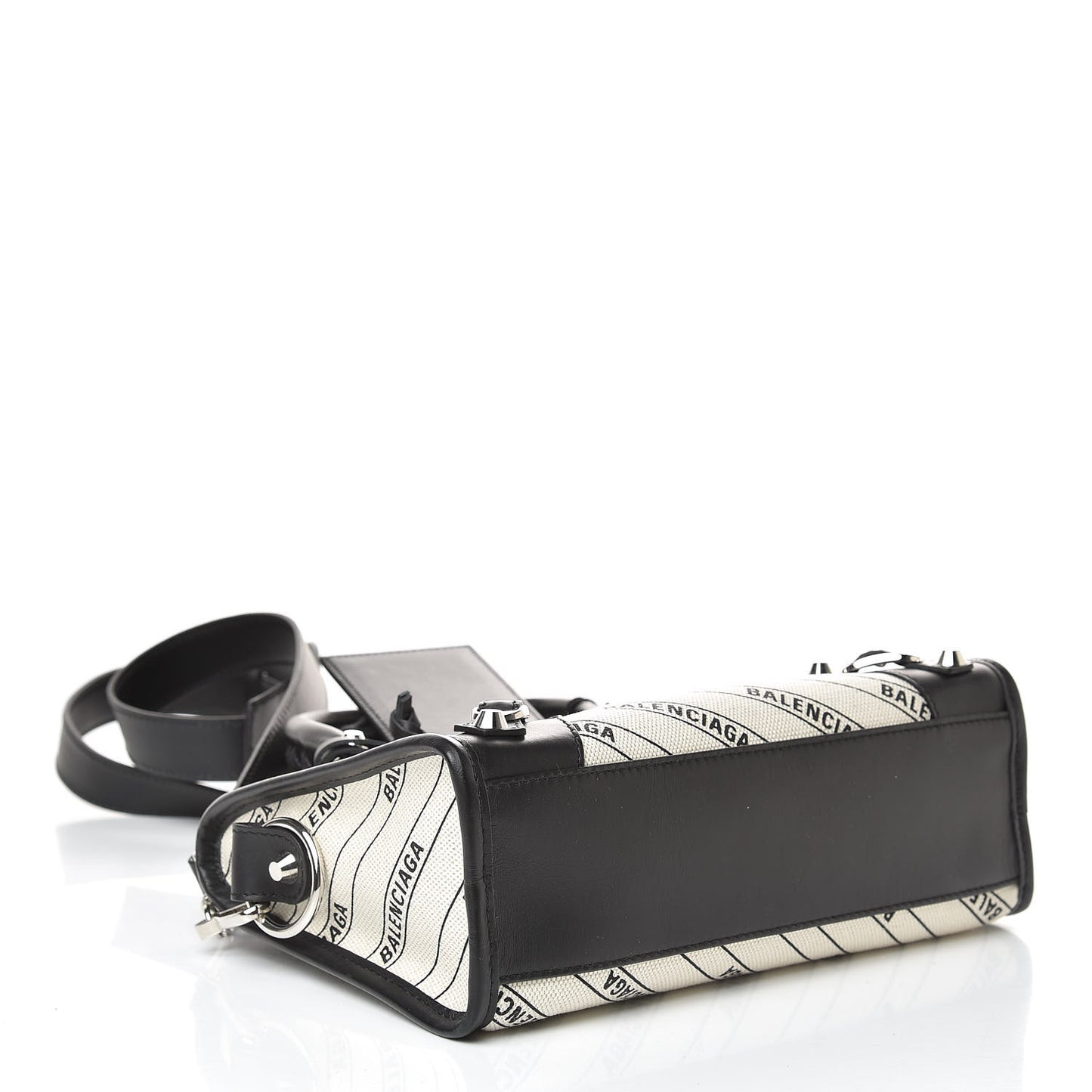Canvas Satin Calfskin Diagonal Allover Logo Print Classic Silver Hardware Mini City Natural Black