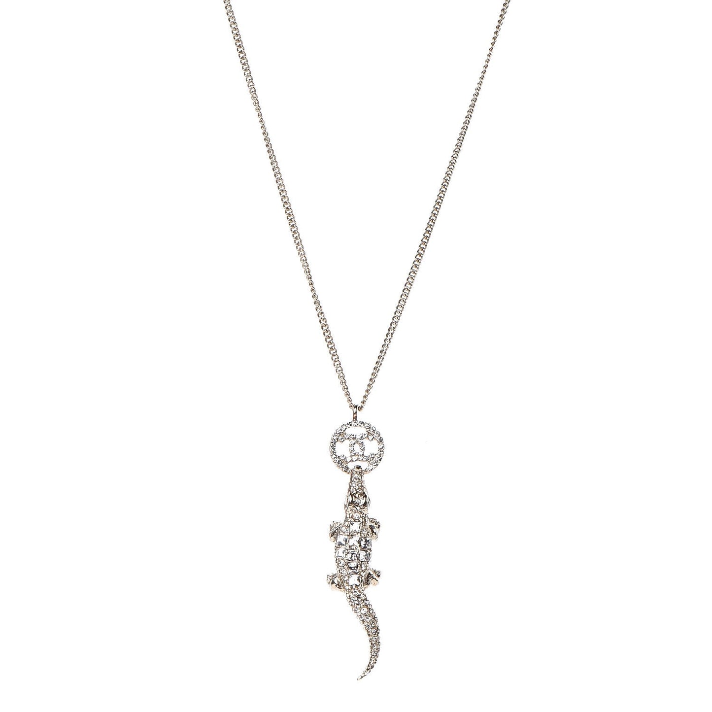 Crystal CC Alligator Necklace Gold