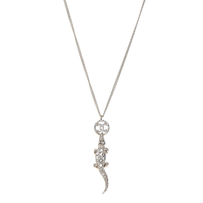 Chanel Crystal CC Alligator Necklace Gold 1 of 6