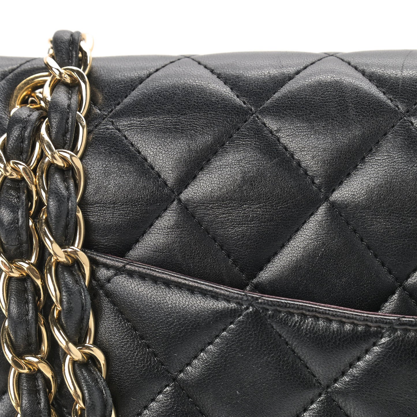 Lambskin Quilted Jumbo Double Flap Black