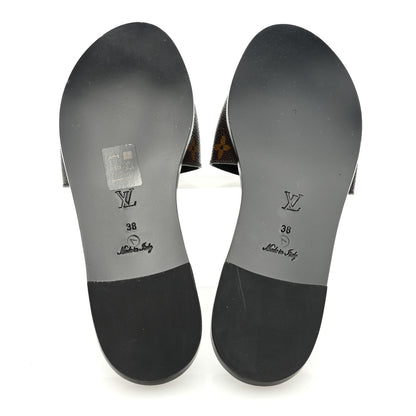 Louis Vuitton Patent Monogram Lock It Flat Mules 38 5 of 8