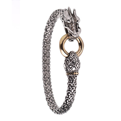 John Hardy Sterling Silver 18K Yellow Gold 6mm Naga Dragon Bracelet 3 of 7
