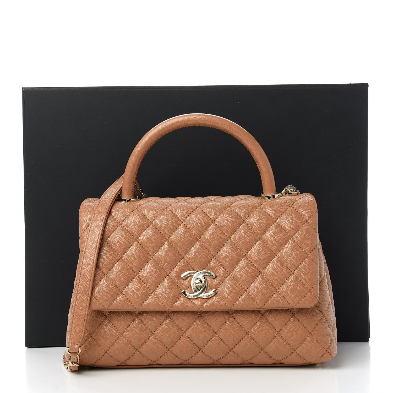 Chanel Caviar Quilted Small Coco Handle Flap Brown 11 of 11