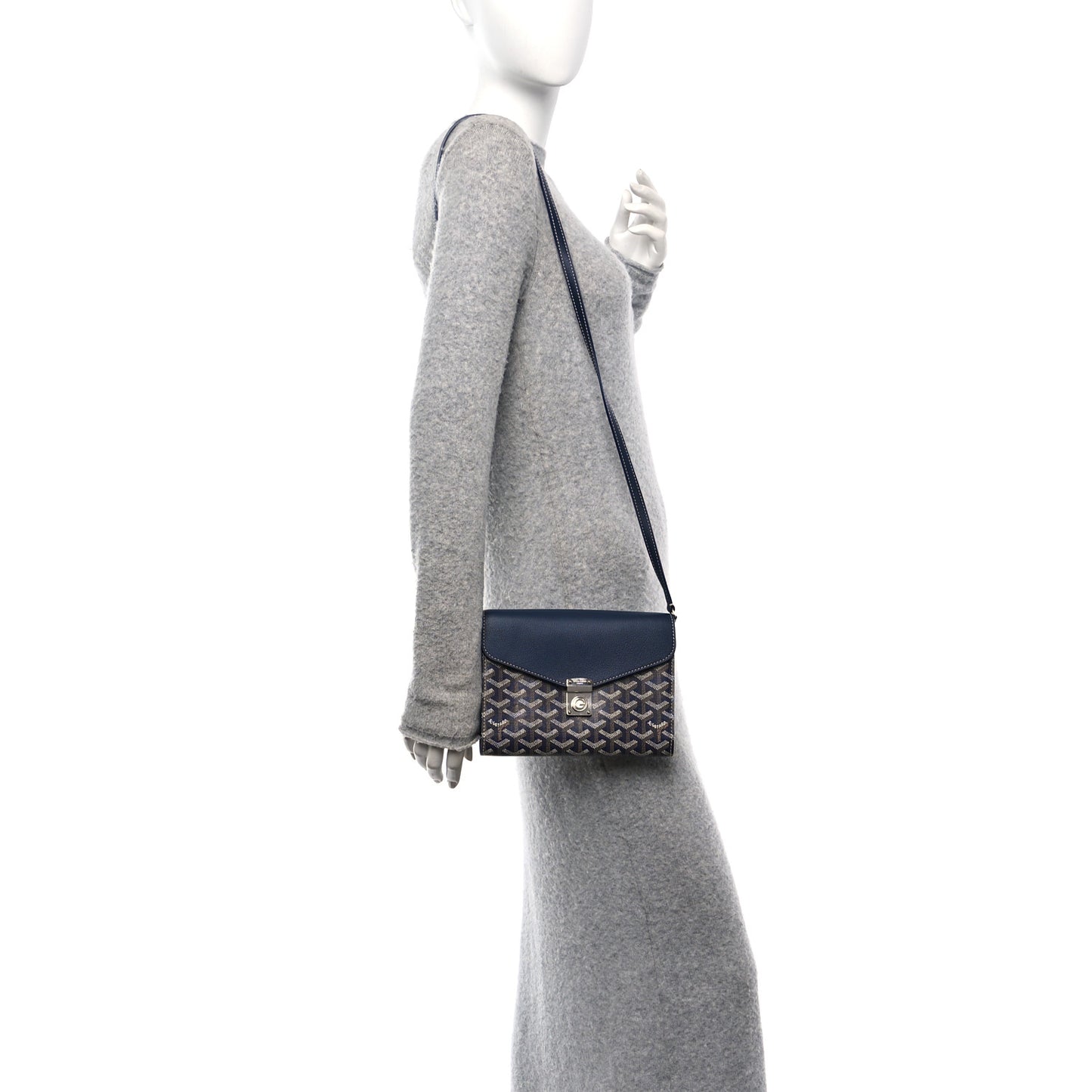 Goyardine Calfskin Chypre Wallet Pouch Navy