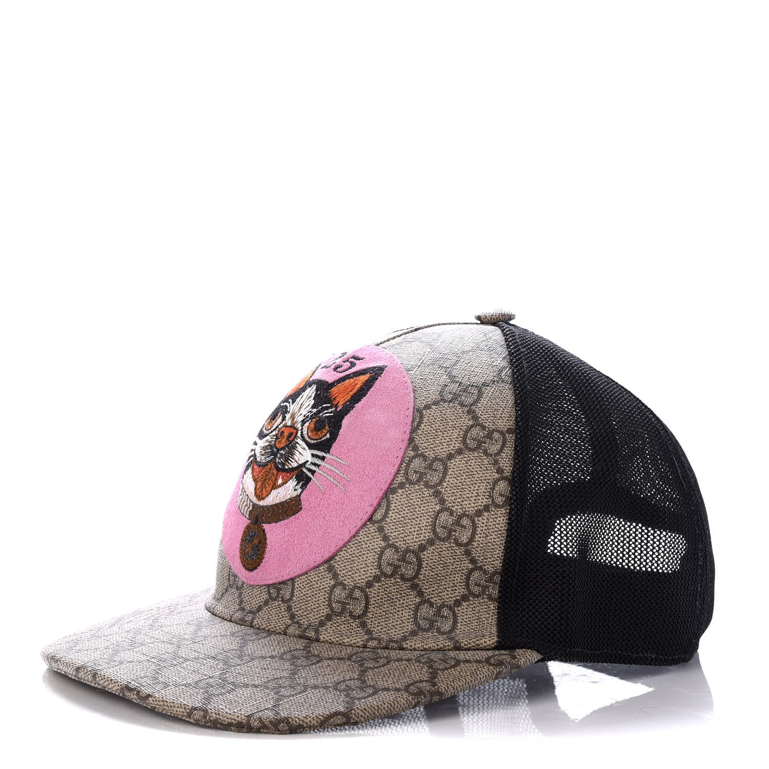 Gucci GG Supreme Monogram Bosco Patch Baseball Hat 56 Beige Malva 1 of 8