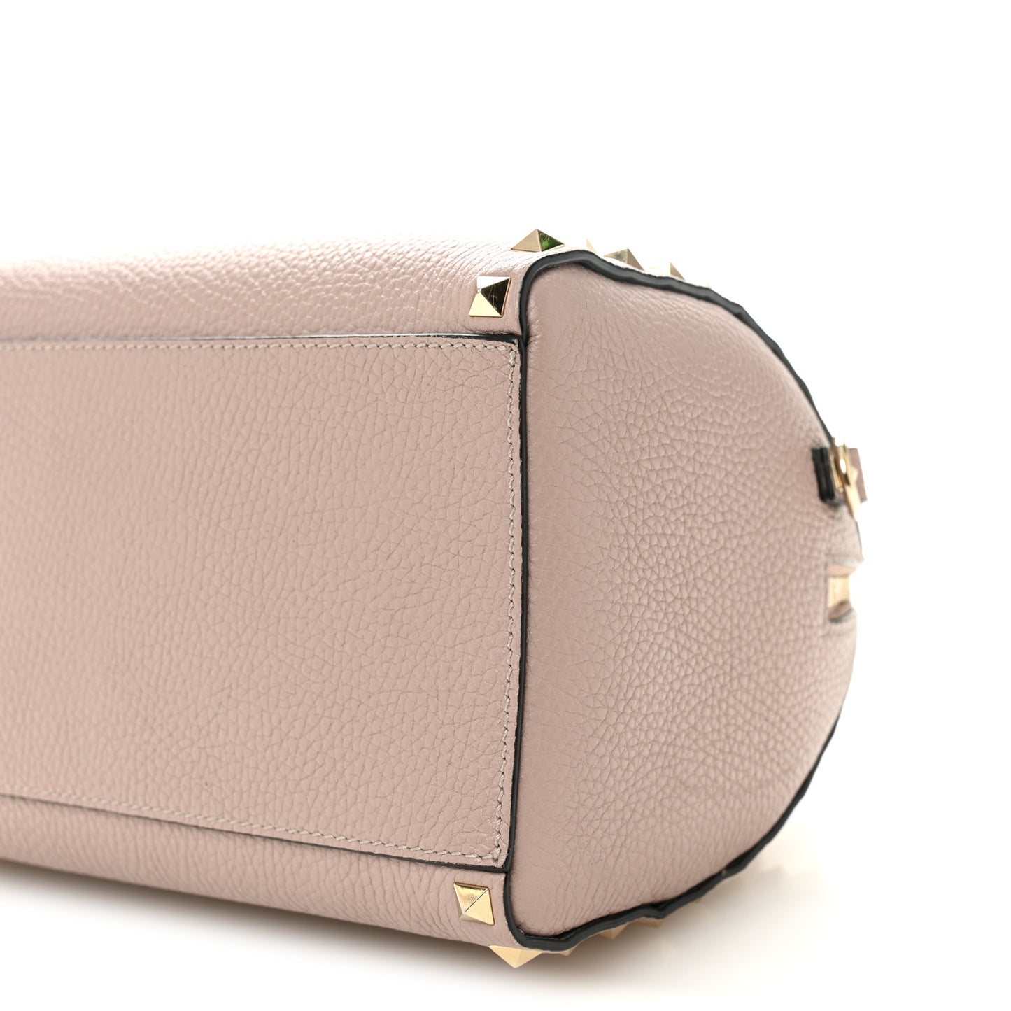 Pebbled Calfskin Rockstud Bowling Bag Poudre