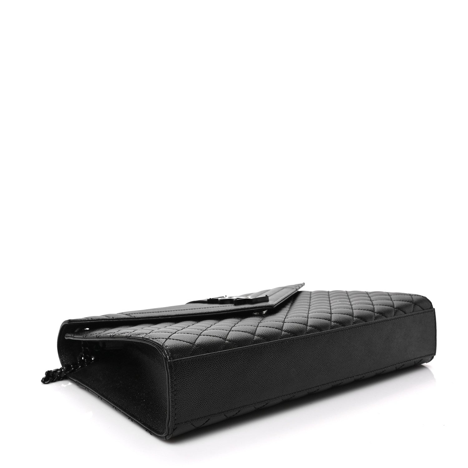 Saint Laurent Grain De Poudre Textured Mixed Matelasse Large Triquilt Monogram Monochrome Satchel Black 3 of 6