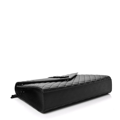 Saint Laurent Grain De Poudre Textured Mixed Matelasse Large Triquilt Monogram Monochrome Satchel Black 3 of 6